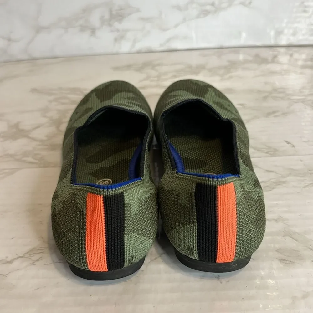 ROTHY'S Kids Camo Slip-On Size 2 Girls Green Flats Youth Shoes